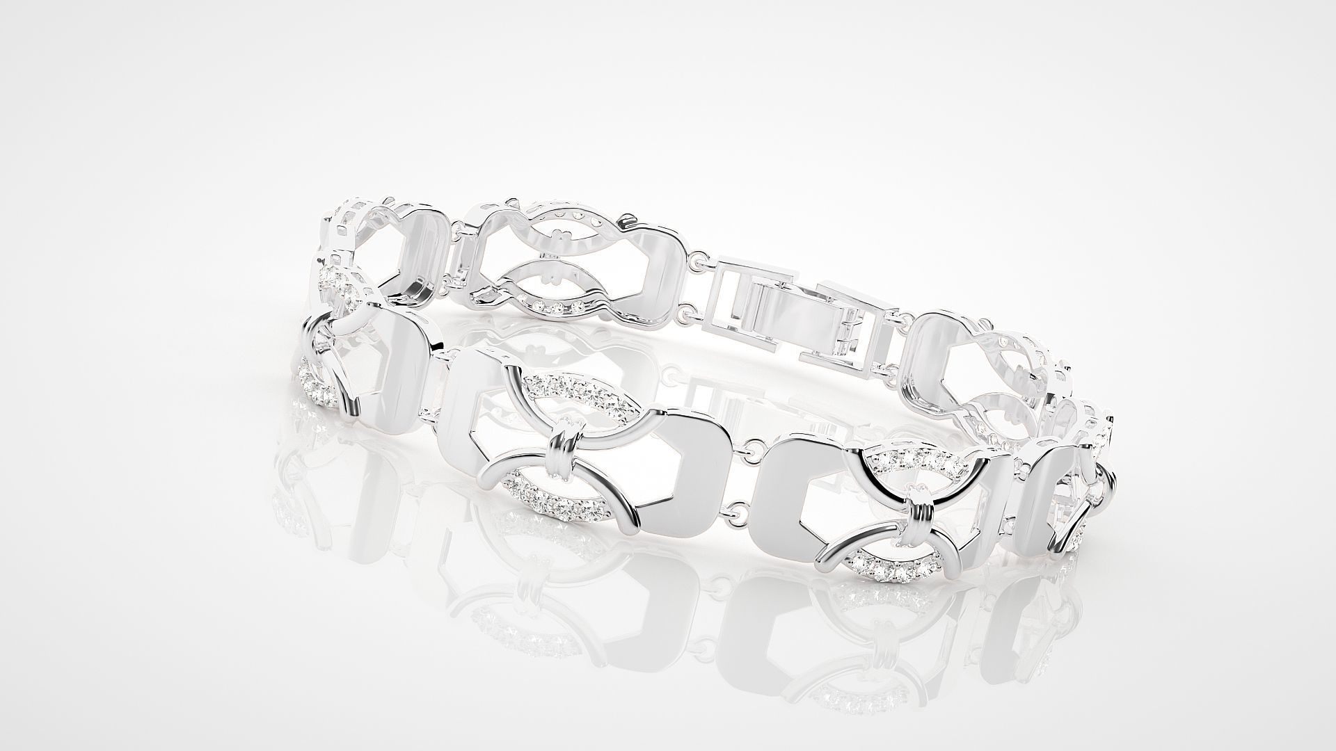 High Jewelry Diamond Bracelet 3dm stl renders details 3D print model_10