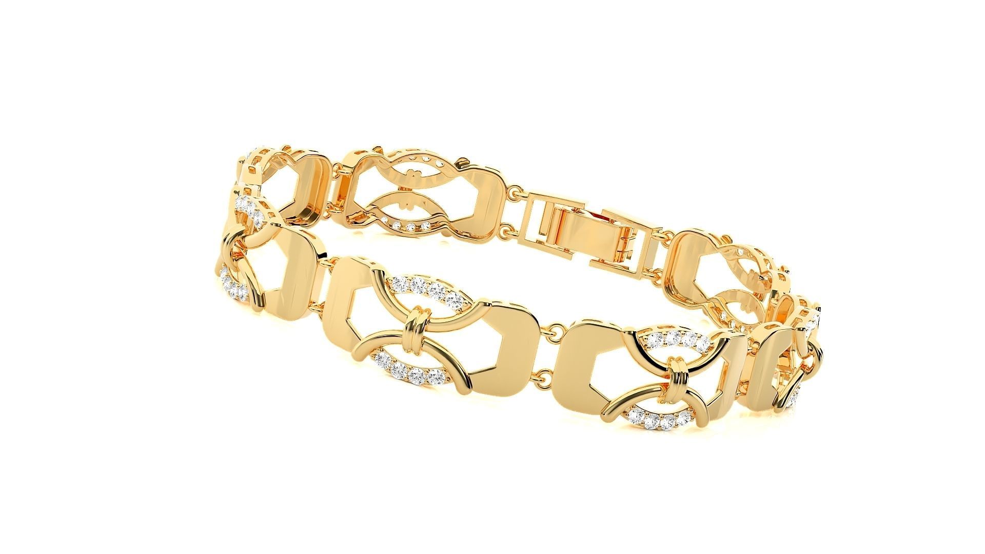 High Jewelry Diamond Bracelet 3dm stl renders details 3D print model_16