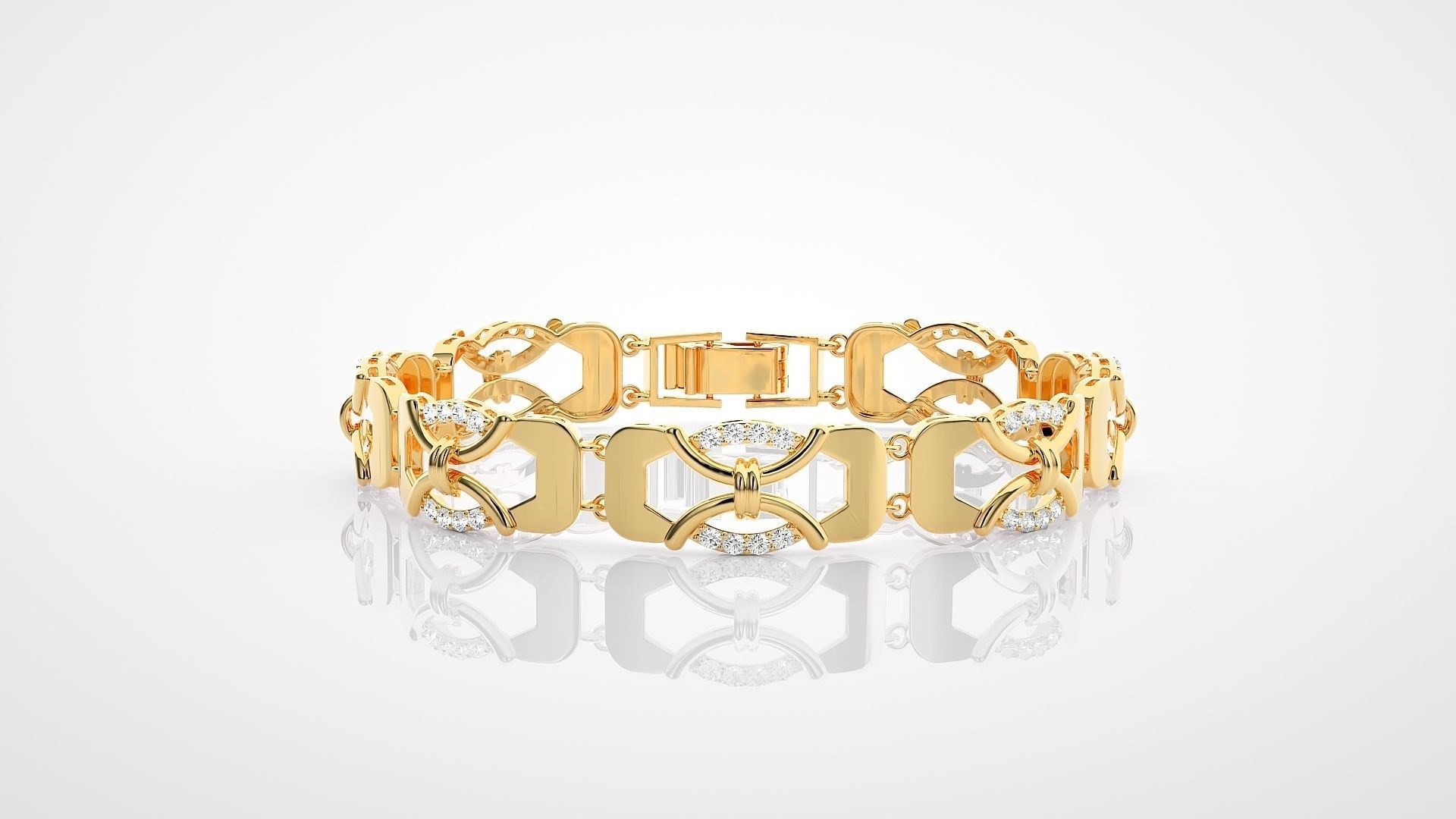 High Jewelry Diamond Bracelet 3dm stl renders details 3D print model_18