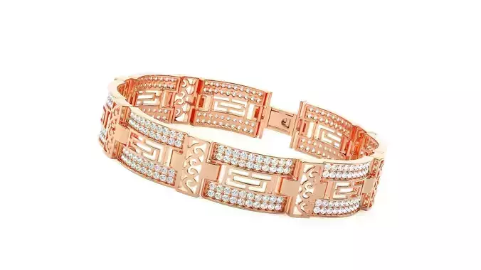 High Jewelry Mesh Diamond Head Bracelet 3dm stl renders details