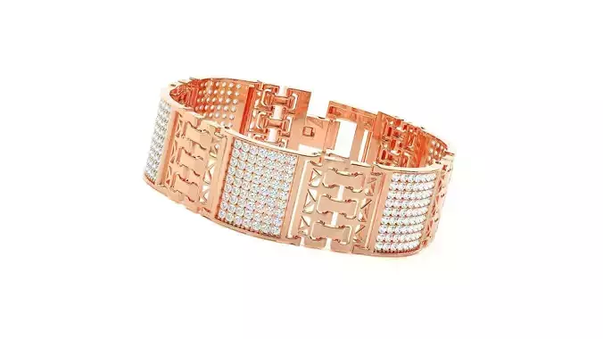 Mesh High Jewelry Diamond Head Bracelet 3dm stl renders details