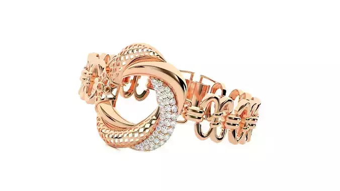 Loop Knot High Jewelry Diamond Bracelet 3dm stl renders details