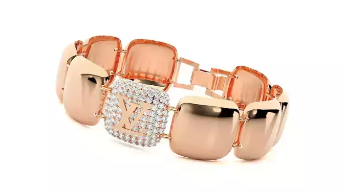 LV Solid High Jewelry Diamond Bracelet 3dm stl renders details