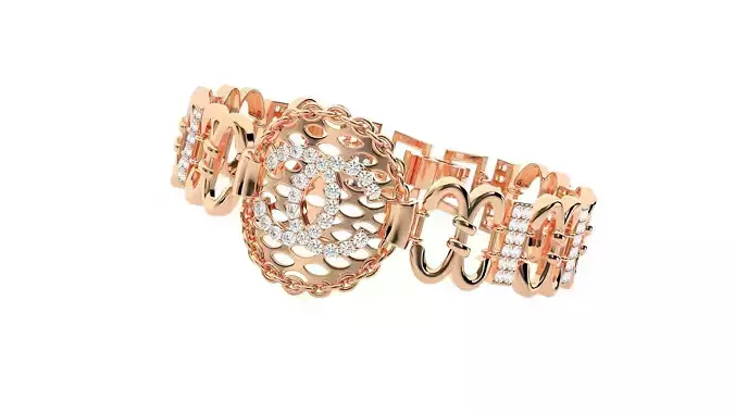Mesh High Jewelry Diamond Bracelet 3dm stl renders details
