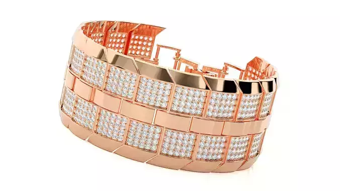 High Jewelry Diamond Head Bracelet 3dm stl renders details