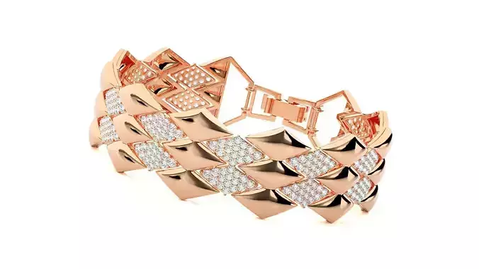 High Jewelry Diamond Head Bracelet 3dm stl renders details