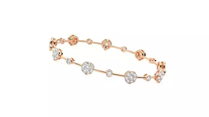 High Jewelry Solitaire Diamond Bracelet 3dm stl renders details