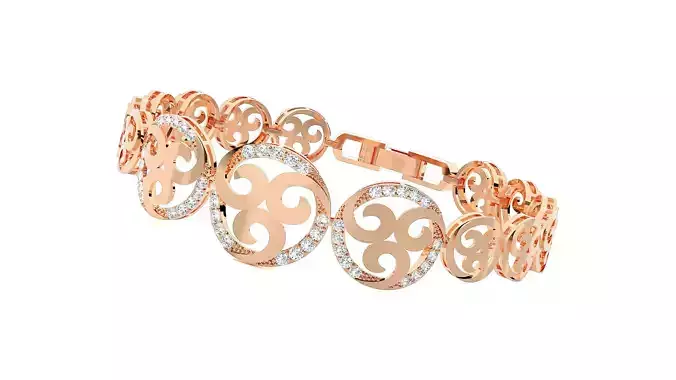 High Jewelry Diamond Bracelet 3dm stl renders details