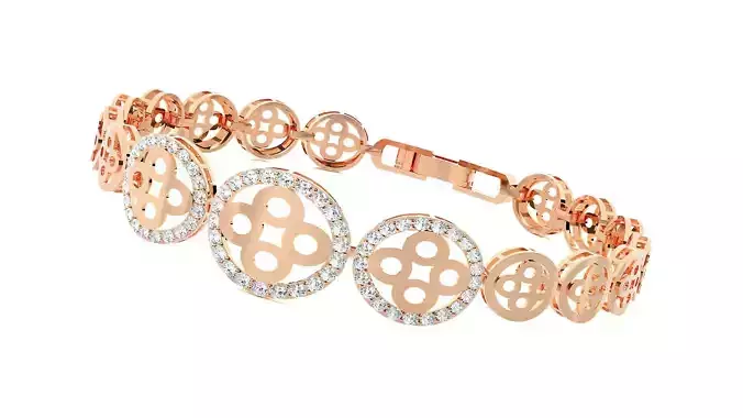 Circles Link High Jewelry Diamond Bracelet 3dm stl renders