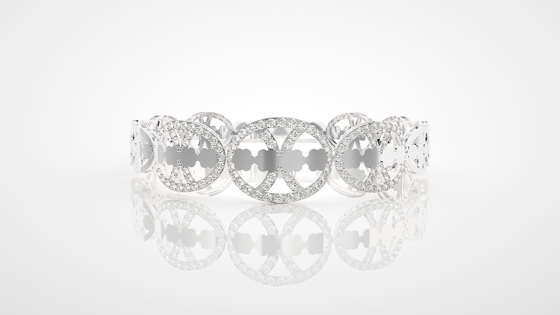 Leaves High Jewelry Diamond Bracelet 3dm stl renders details 3D print model_14