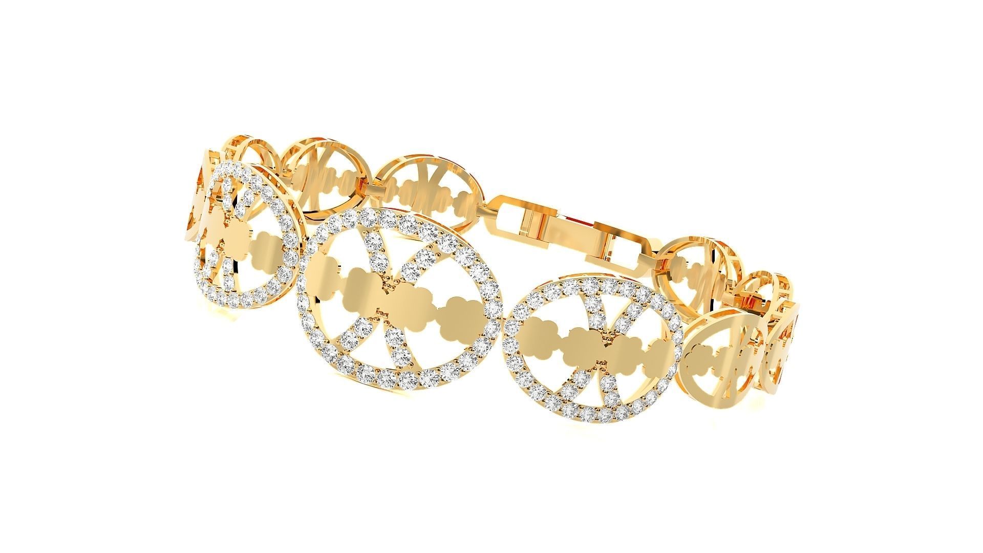 Leaves High Jewelry Diamond Bracelet 3dm stl renders details 3D print model_16