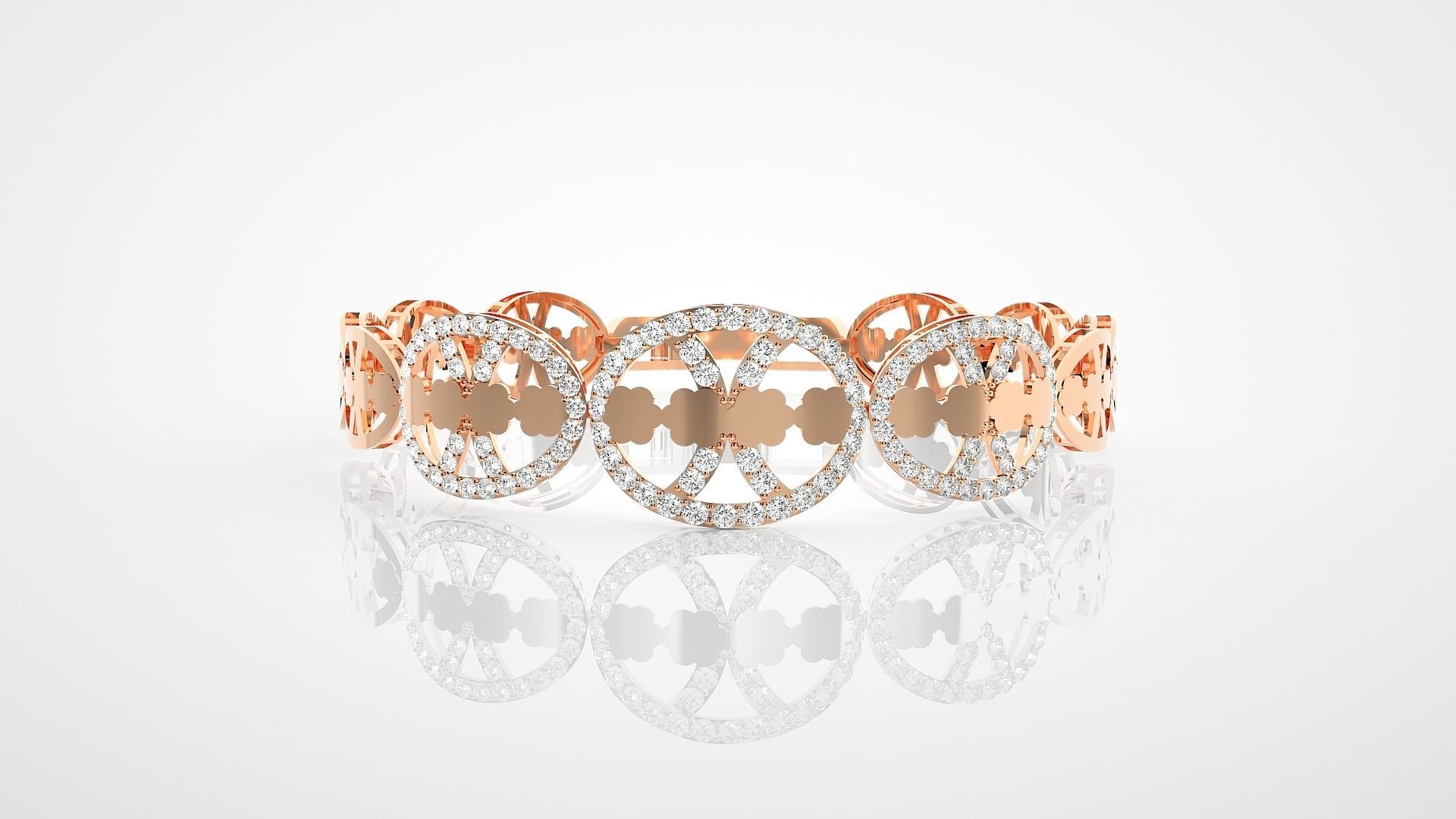 Leaves High Jewelry Diamond Bracelet 3dm stl renders details 3D print model_10