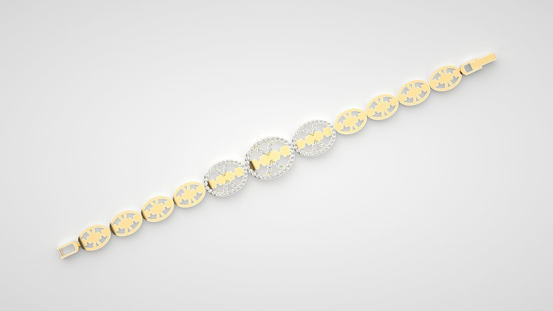 Leaves High Jewelry Diamond Bracelet 3dm stl renders details 3D print model_7