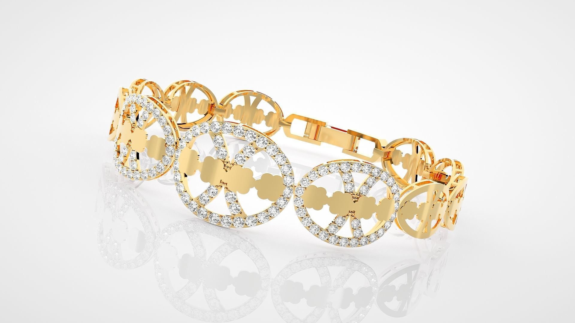 Leaves High Jewelry Diamond Bracelet 3dm stl renders details 3D print model_3