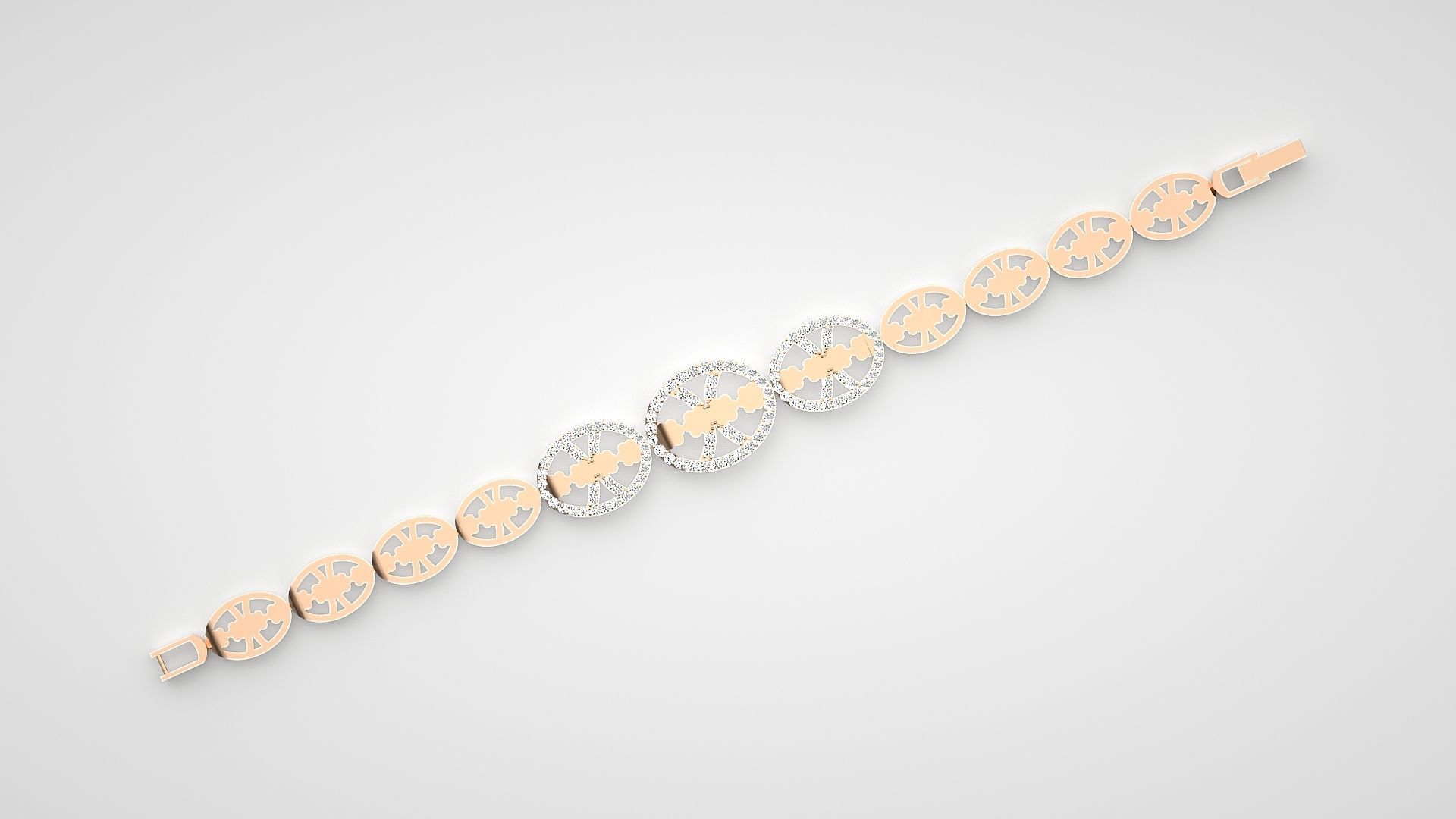 Leaves High Jewelry Diamond Bracelet 3dm stl renders details 3D print model_5