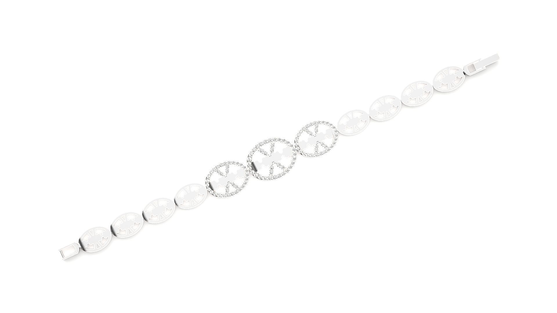 Leaves High Jewelry Diamond Bracelet 3dm stl renders details 3D print model_6