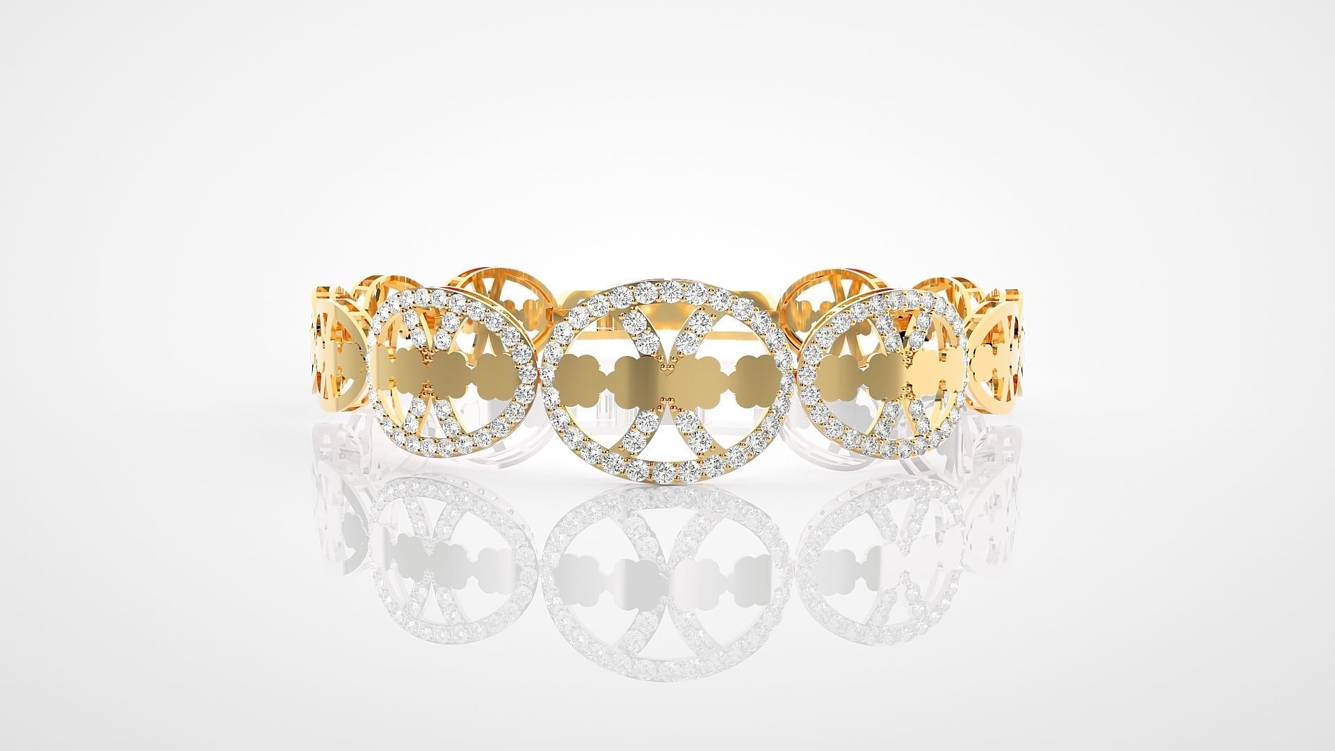 Leaves High Jewelry Diamond Bracelet 3dm stl renders details 3D print model_17