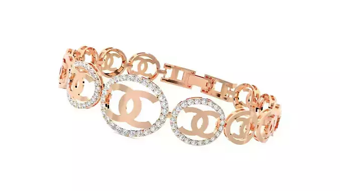 High Jewelry Diamond Bracelet 3dm stl renders details