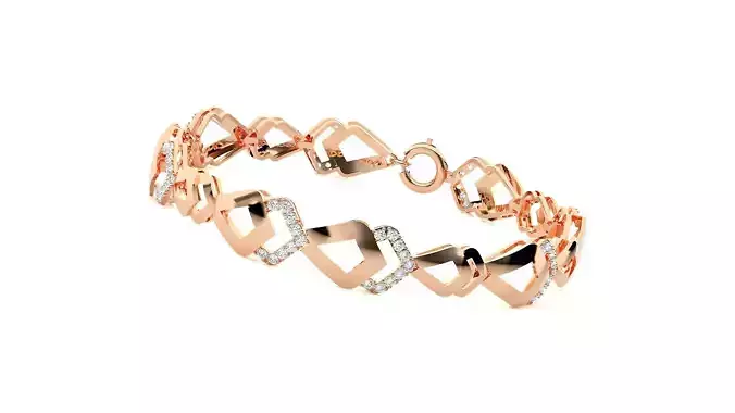 High Jewelry Diamond Bracelet 3dm stl renders details
