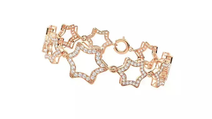 Star High Jewelry Diamond Bracelet 3dm stl renders details