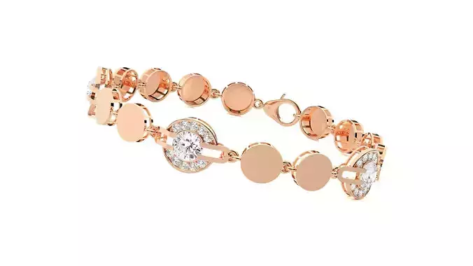 High Jewelry Solitaire Diamond Bracelet 3dm stl renders details