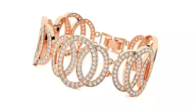 Chain Link High Jewelry Diamond Bracelet 3dm stl renders details 3D print model