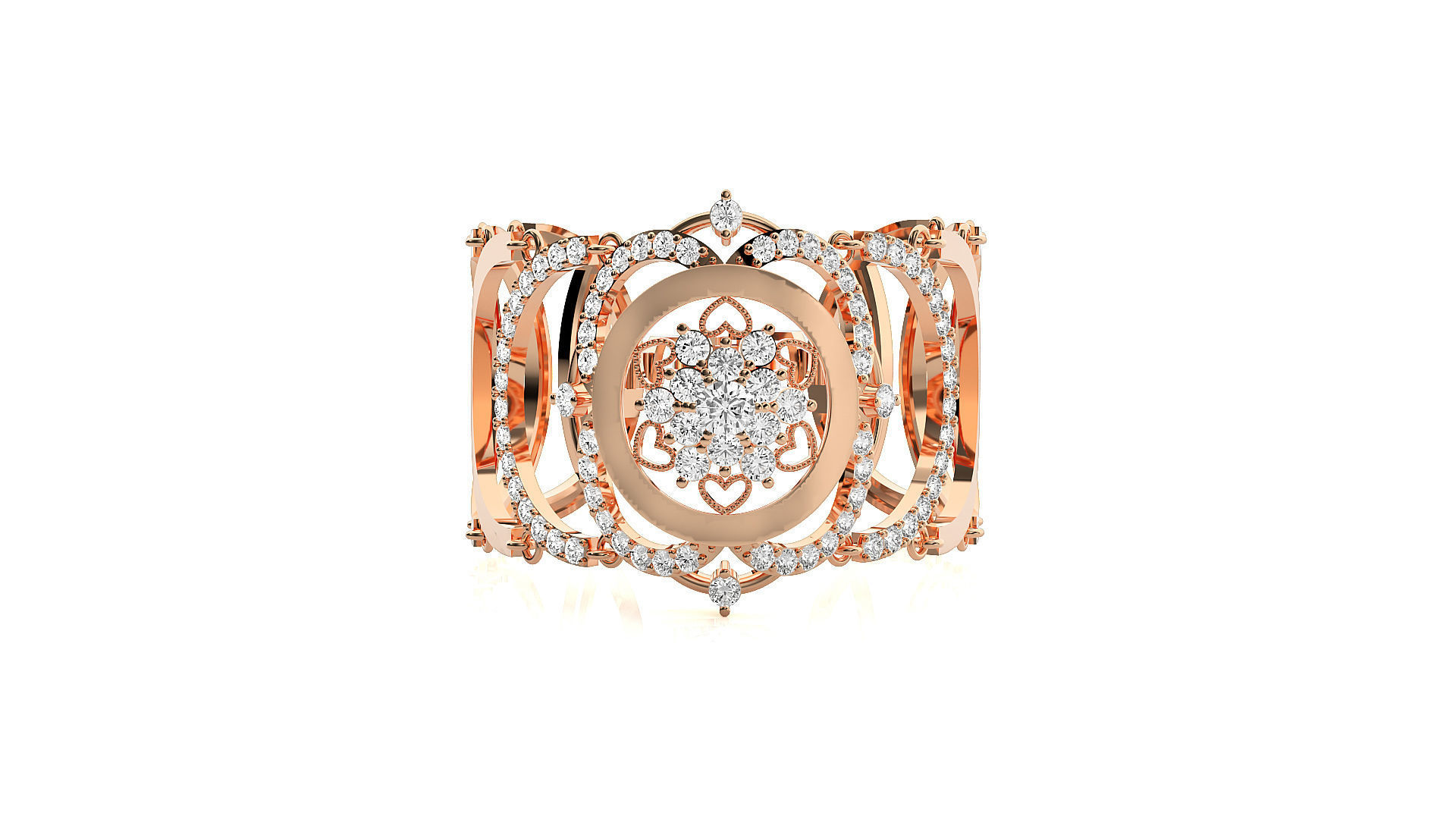 Flower High Jewelry Solitaire Diamond Bracelet 3dm stl renders 3D print model_7