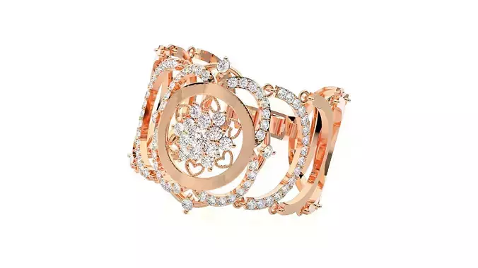Flower High Jewelry Solitaire Diamond Bracelet 3dm stl renders