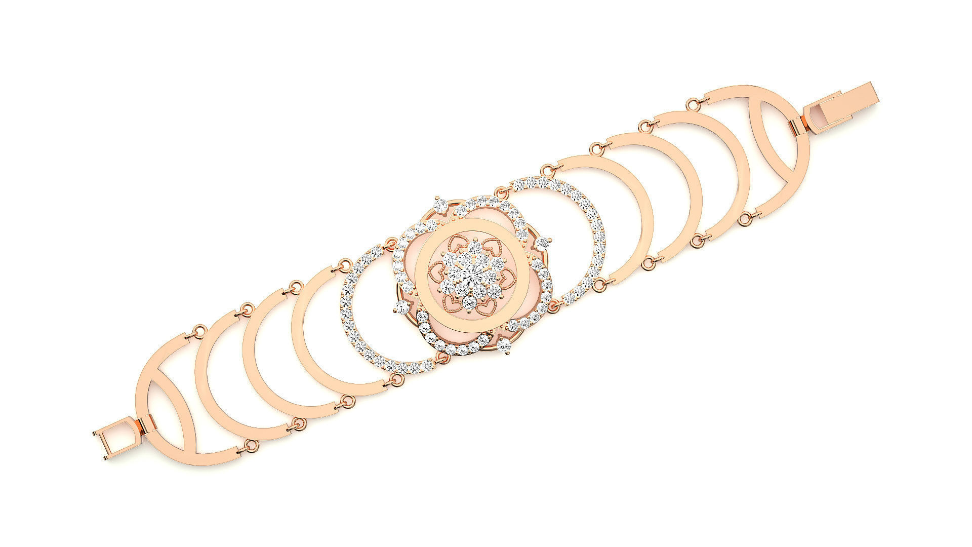 Flower High Jewelry Solitaire Diamond Bracelet 3dm stl renders 3D print model_3