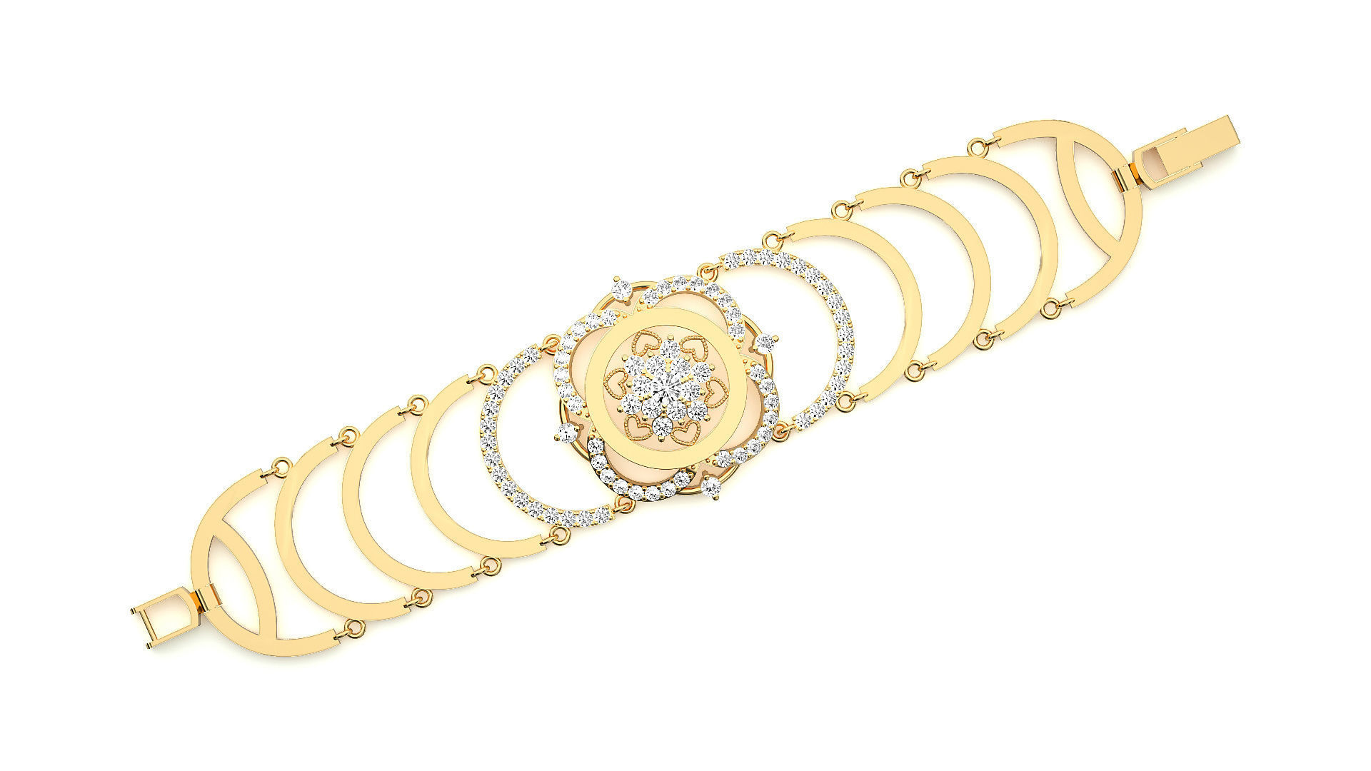 Flower High Jewelry Solitaire Diamond Bracelet 3dm stl renders 3D print model_14