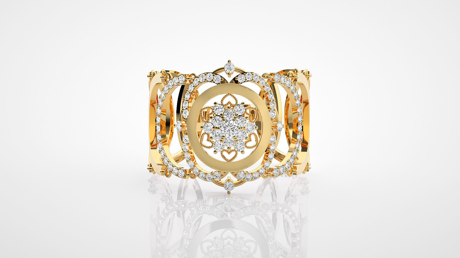 Flower High Jewelry Solitaire Diamond Bracelet 3dm stl renders 3D print model_16