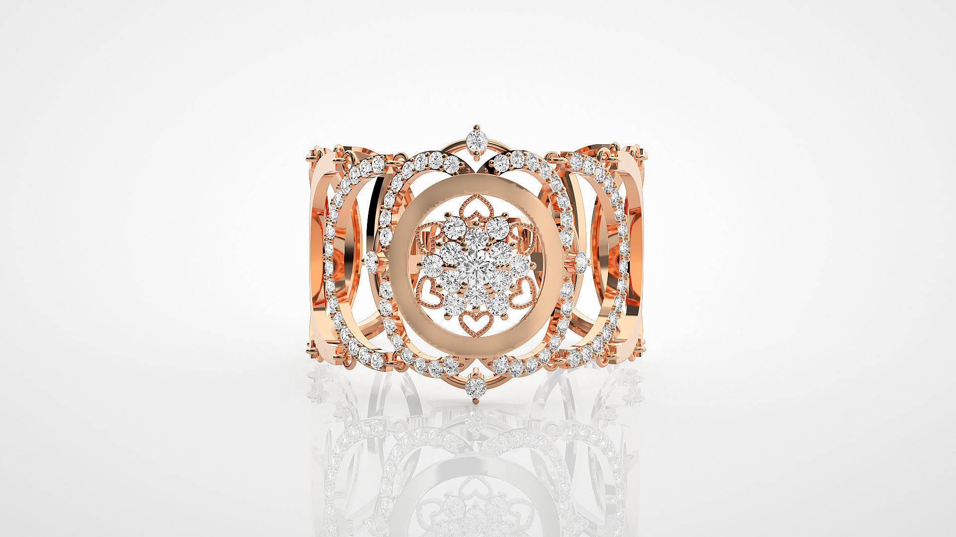 Flower High Jewelry Solitaire Diamond Bracelet 3dm stl renders 3D print model_6