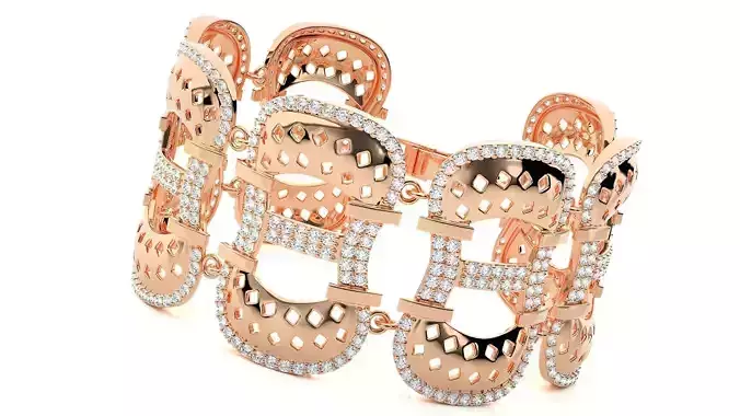 Mesh Links High Jewelry Diamond Bracelet 3dm stl renders