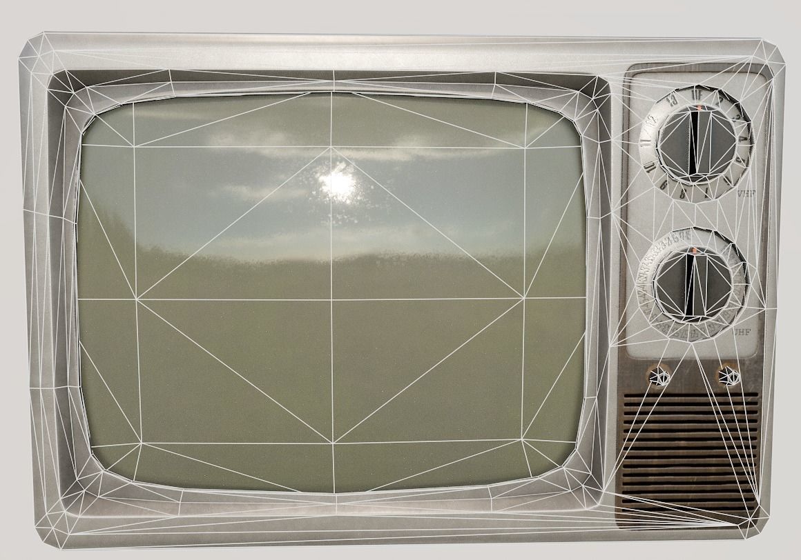 Vintage TV Low-poly 3D model_10