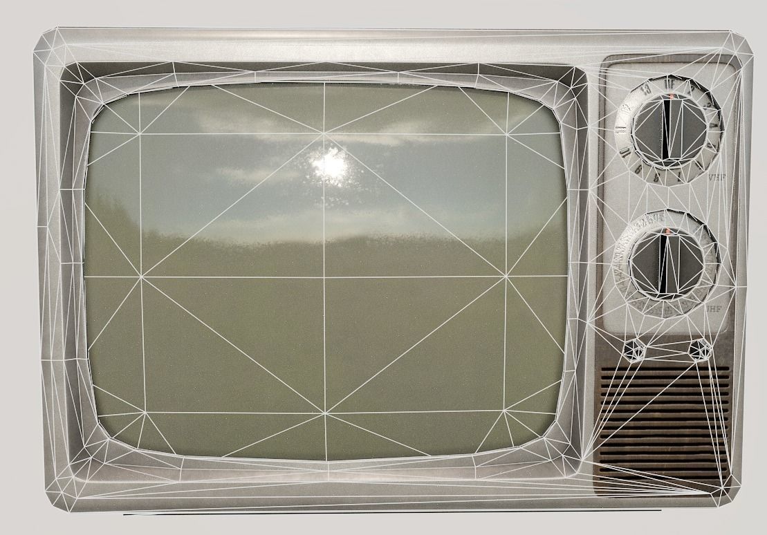 Vintage TV Low-poly 3D model_8