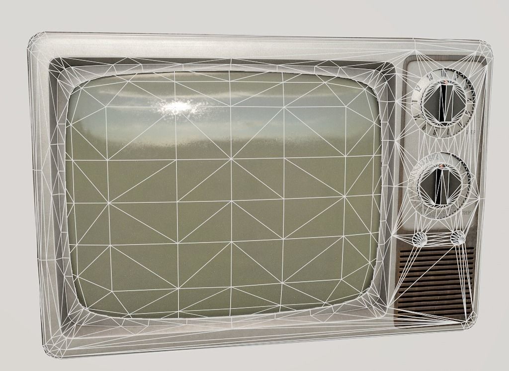 Vintage TV Low-poly 3D model_6