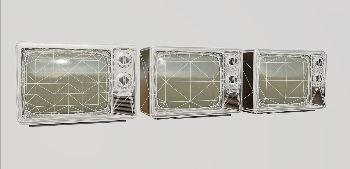 Vintage TV Low-poly 3D model_12