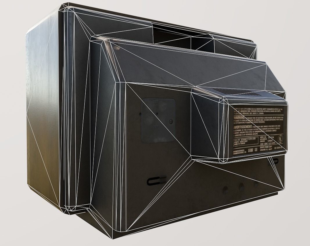 Vintage TV Low-poly 3D model_11