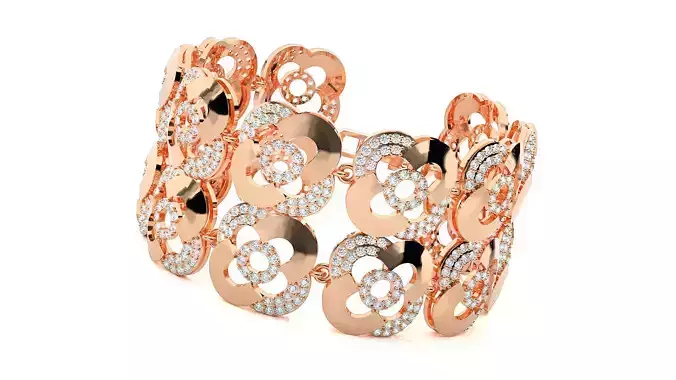 Flower High Jewelry Diamond Link Bracelet 3dm stl renders