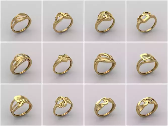 102 Files -Women Ring Womens Rings Plain Models  STL 3DM 