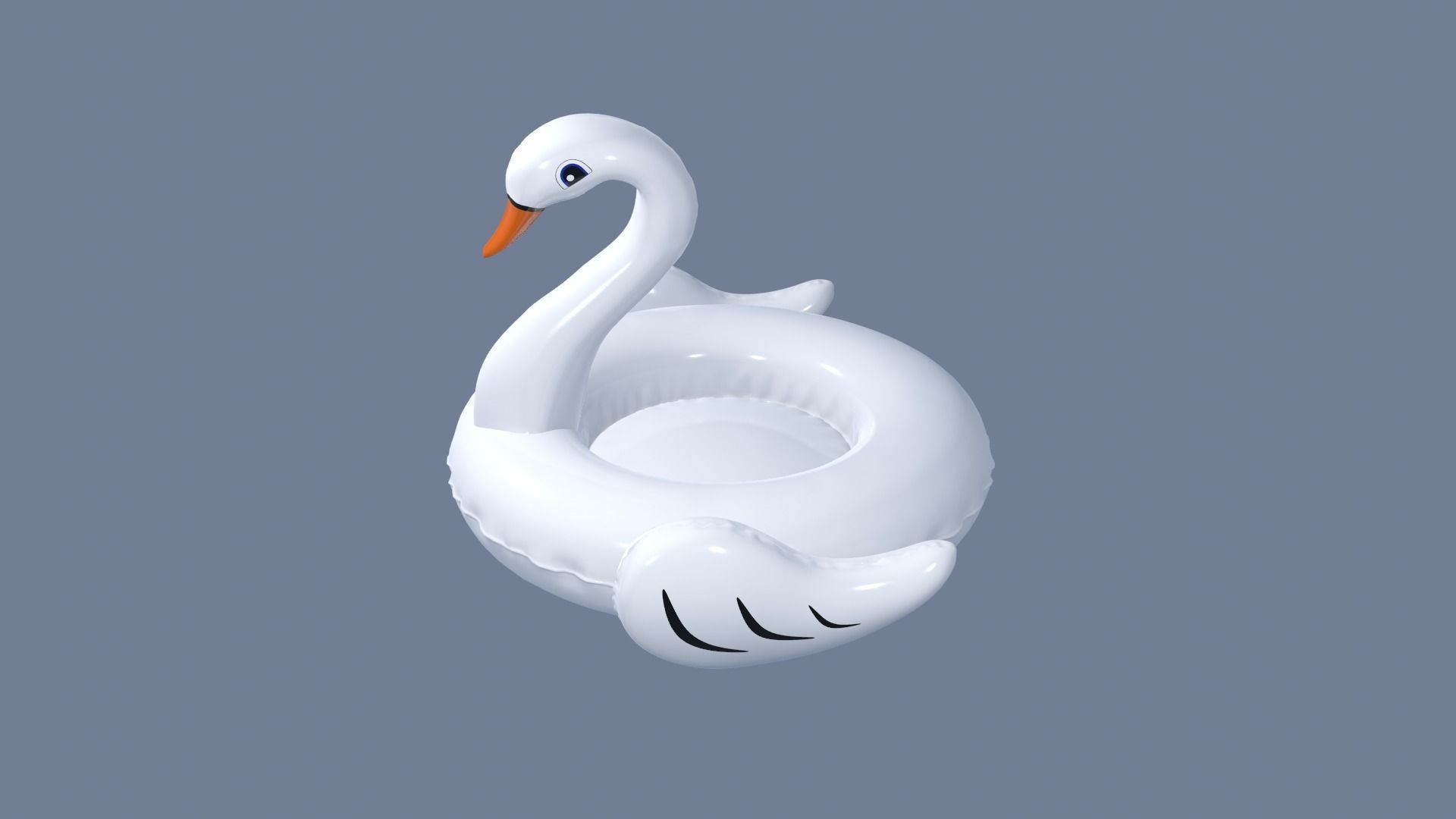 Inflatable White Swan Toy 3D model_36