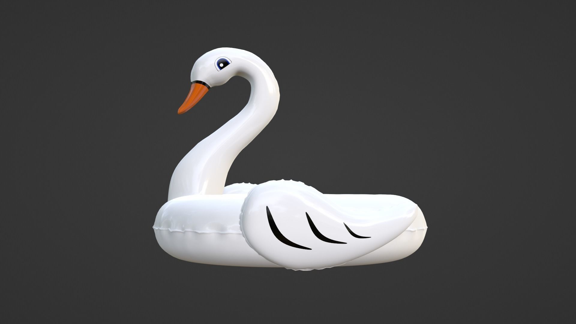 Inflatable White Swan Toy 3D model_12