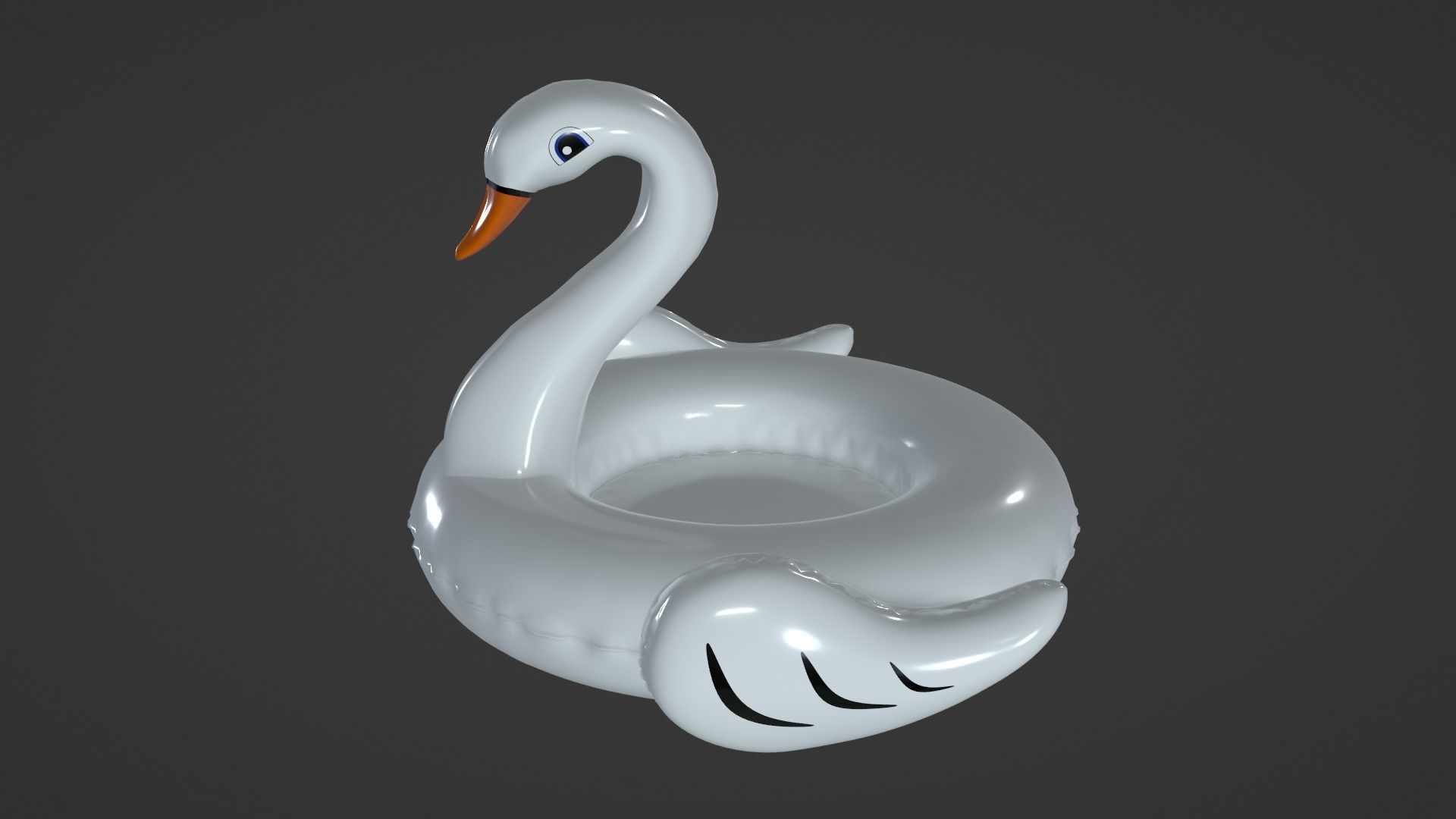 Inflatable White Swan Toy 3D model_6