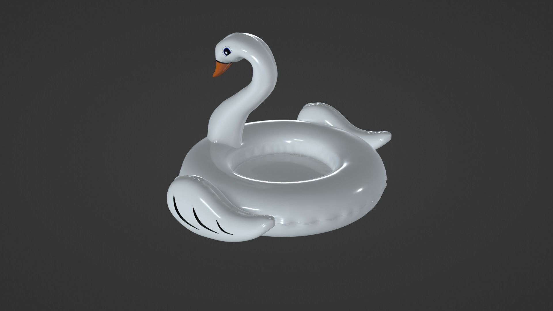 Inflatable White Swan Toy 3D model_34