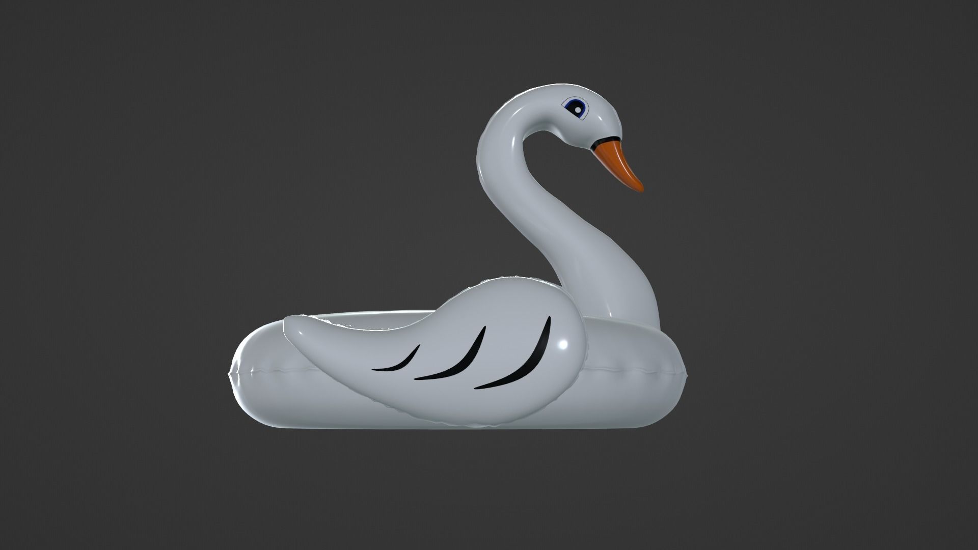 Inflatable White Swan Toy 3D model_9