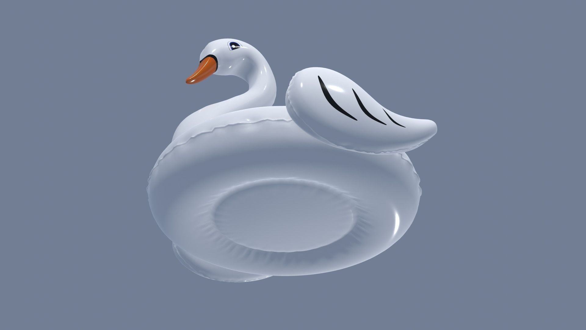 Inflatable White Swan Toy 3D model_32