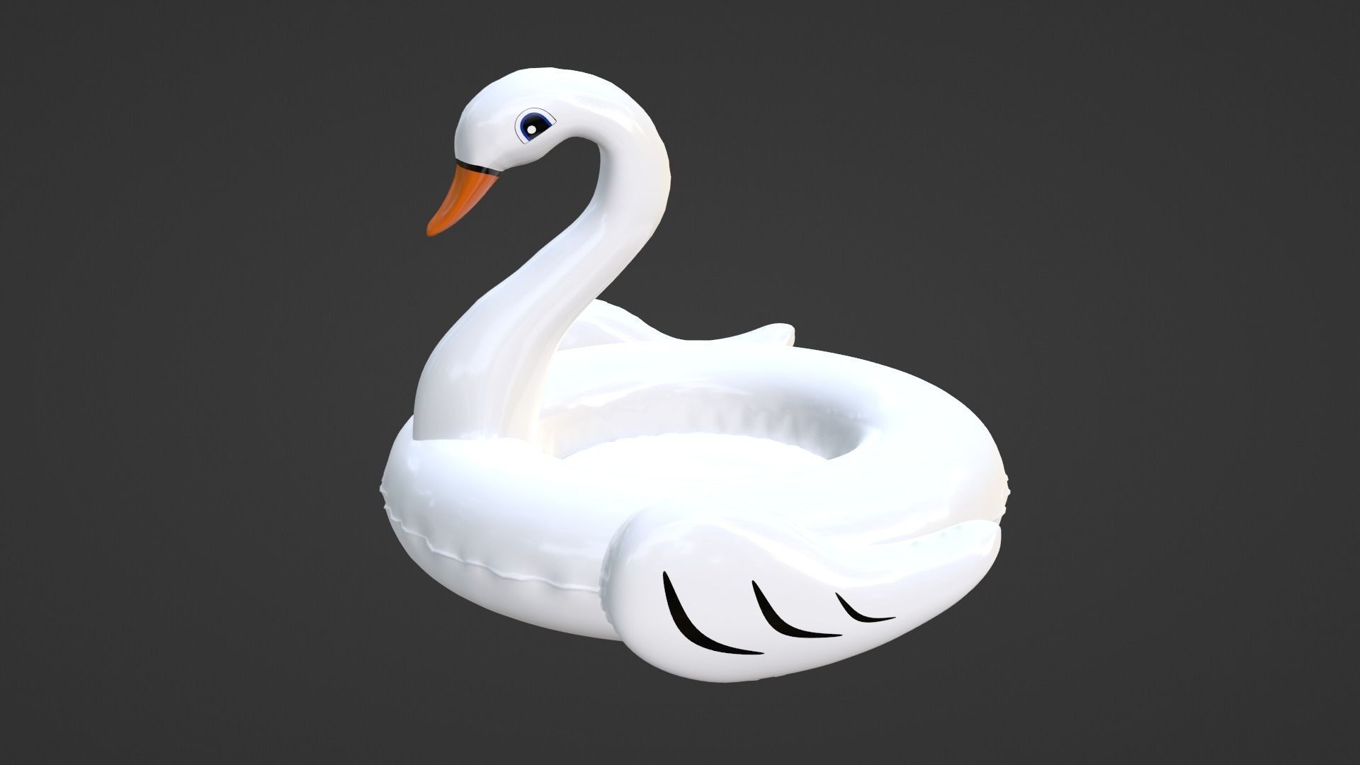 Inflatable White Swan Toy 3D model_5