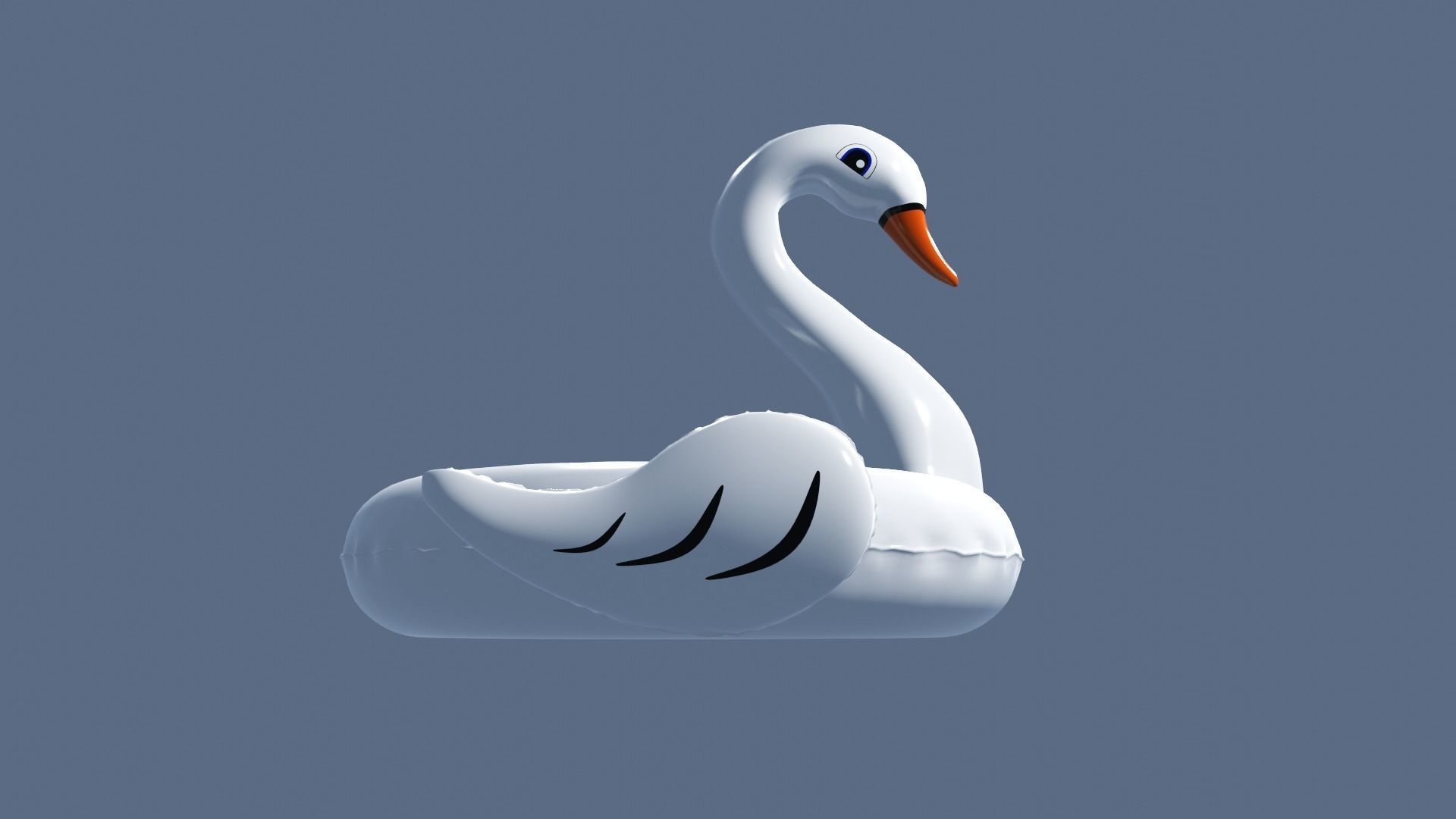 Inflatable White Swan Toy 3D model_10