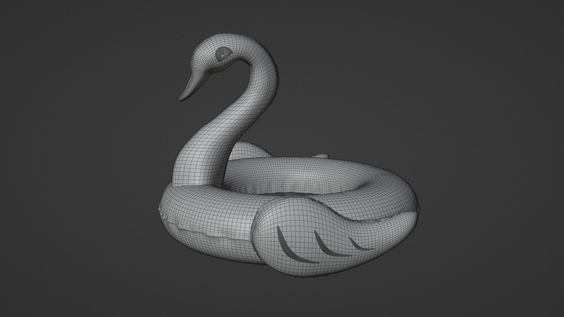 Inflatable White Swan Toy 3D model_4