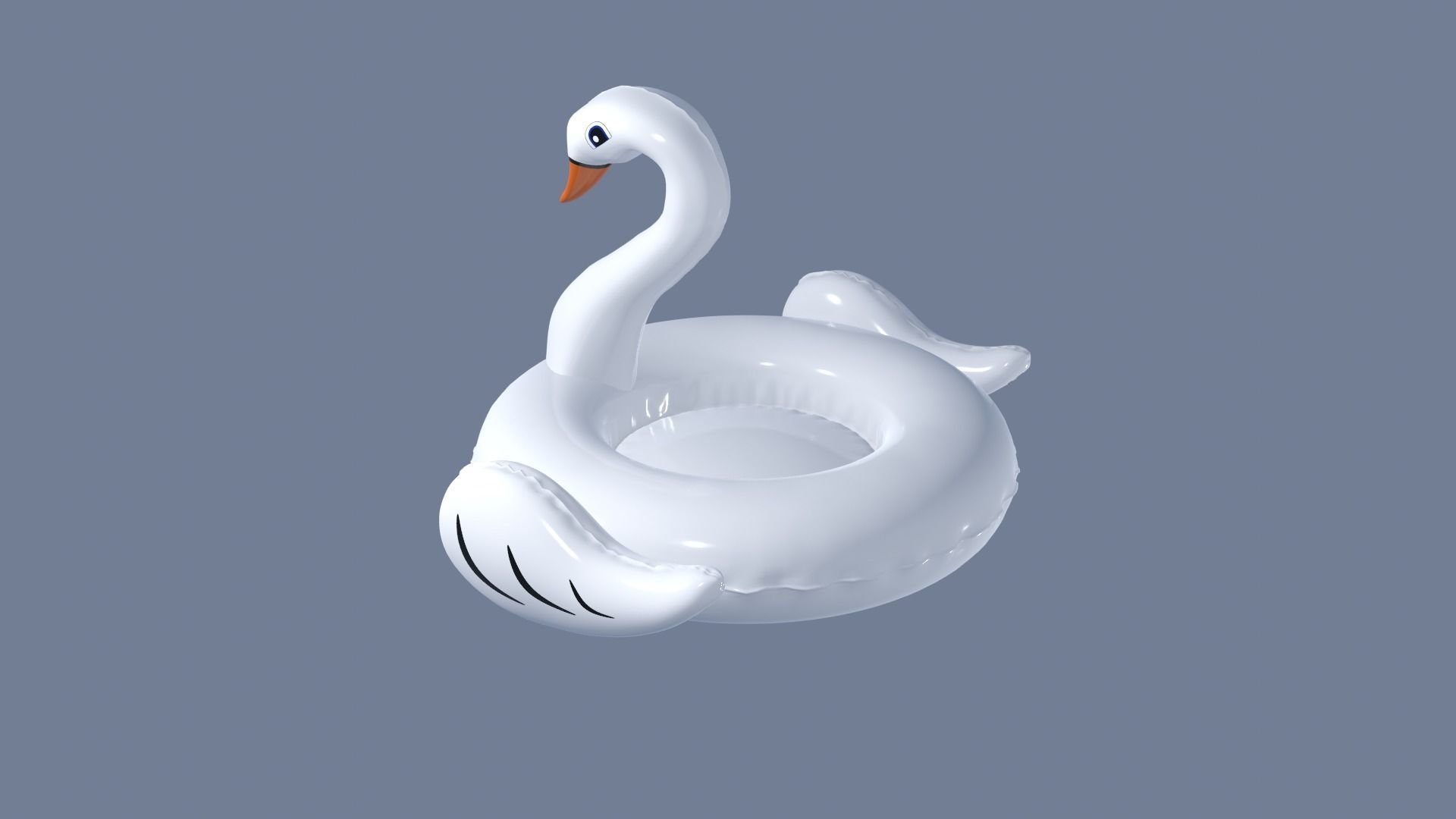 Inflatable White Swan Toy 3D model_35